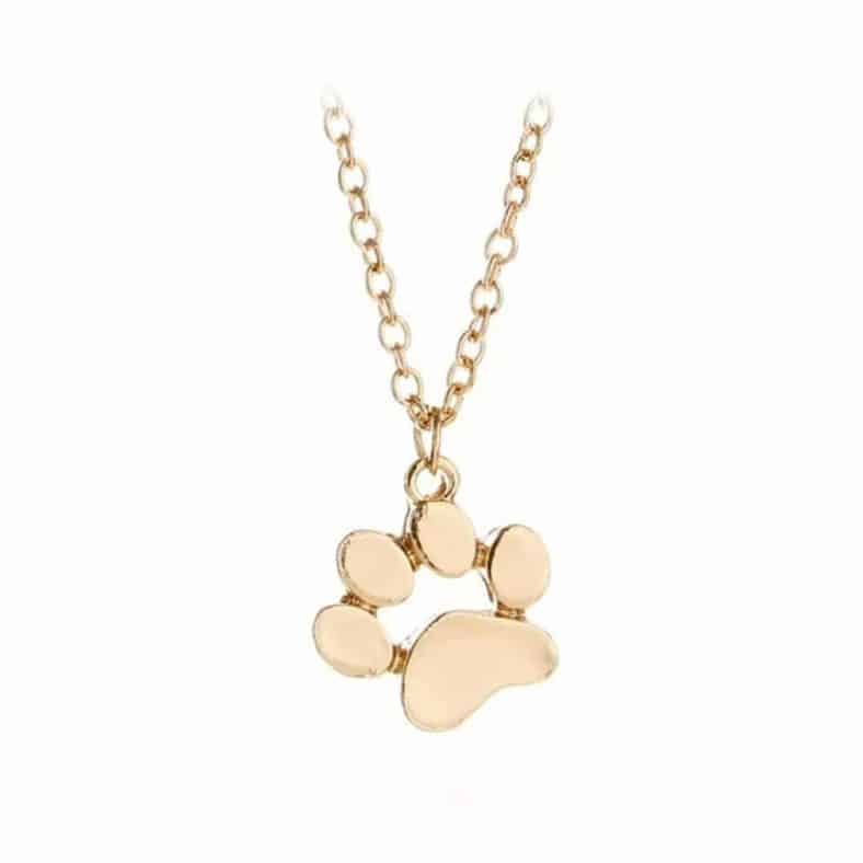 Pendentif Or 18 Carats Empreinte Patte De Chat - Silhouette Plante, Cadeau Pour Amoureux Des Chats